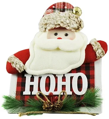 Pendente Placa com Boneco Guizo HoHoHo 24cm Natal