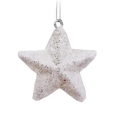 Pendente Estrela com Glitter Branco 12cm Natal