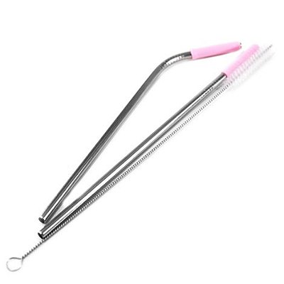 Canudo de Inox 5 Peças com Escova e Borracha