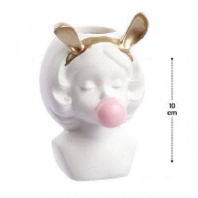Vaso Decorativo de Resina 10cm Menina com Chiclete
