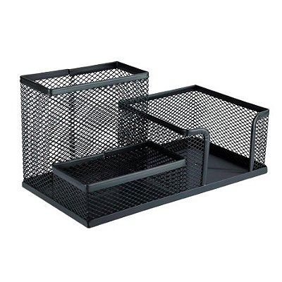 Organizador de Mesa 3 Divisórias Aramado Preto