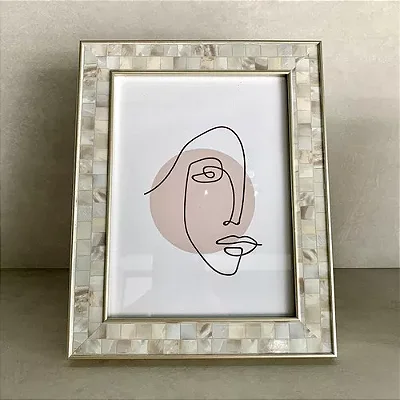 Porta Retrato 15x20 Plástico Moldura Madrepérola