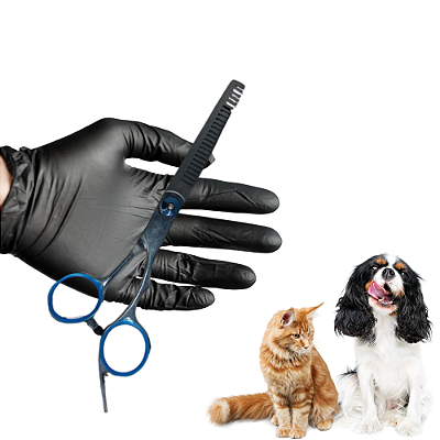 Tesoura Semidentada 6 Polegadas Tosa Cães Gatos + Pente