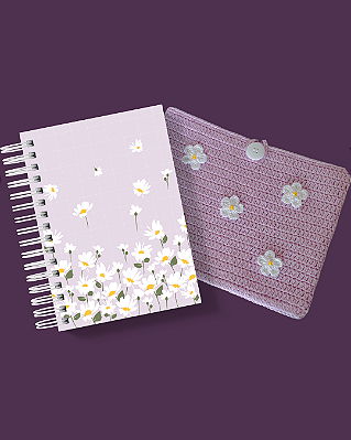 Planner Diário e Bolsa de Crochê: Entre Margaridas - Lilás