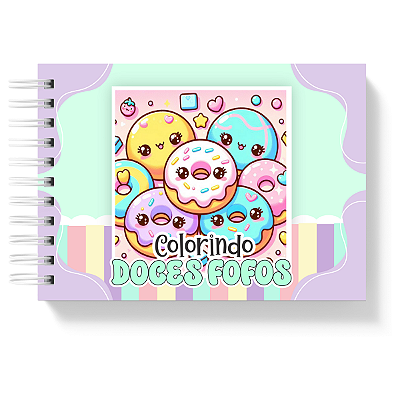 Livro de Colorir Colorindo Doces Fofos 50 Folhas 180g/m² + Acetato