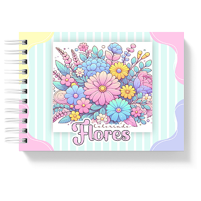 Livro de Colorir Colorindo Flores 50 Folhas 180g/m² + Acetato