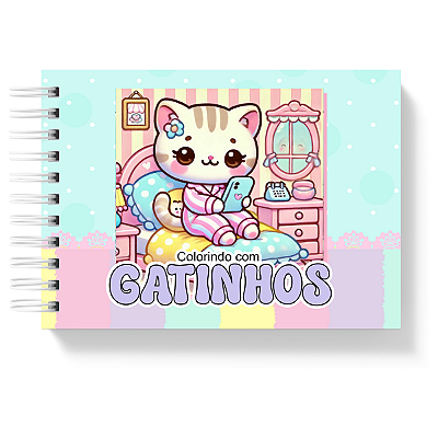 Livro de Colorir Colorindo Gatinhos 50 Folhas 180g/m² + Acetato