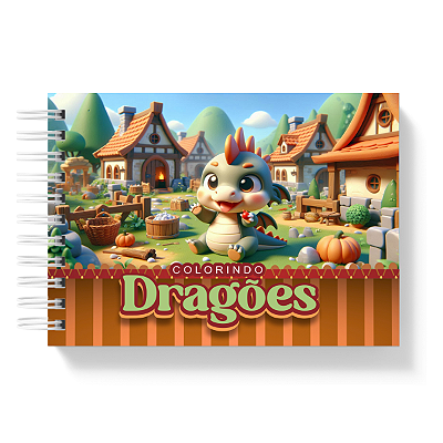 Livro de Colorir Colorindo Dragões 50 Folhas 180g/m² + Acetato