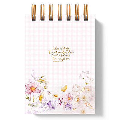 Bloco de Notas A6: Xadrez Floral