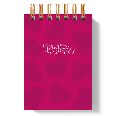 Bloco de Notas A6: Visualize e Realize Pink