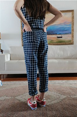 Calça tradicional blue chess