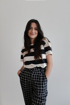 T-shirt listras navy