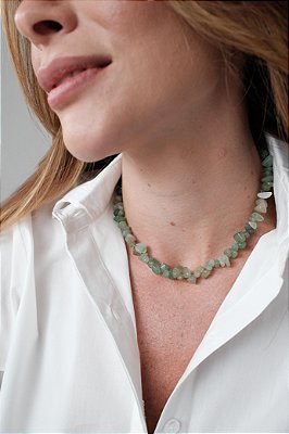Colar cascalho quartzo verde