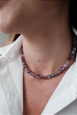 Colar jade multicolor purple