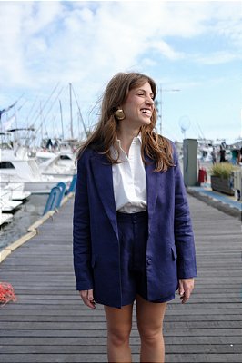 Blazer puro linho marinho