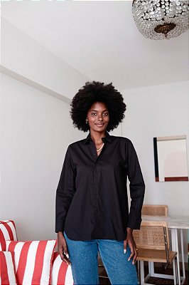 Camisa de algodão preta
