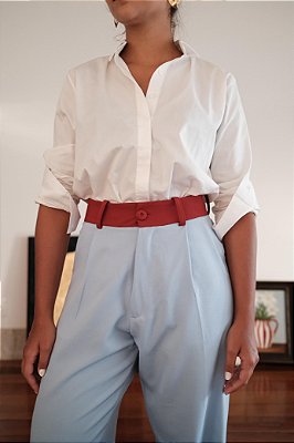 Calça wide bicolor celeste