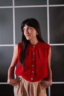 Colete tricô vermelho