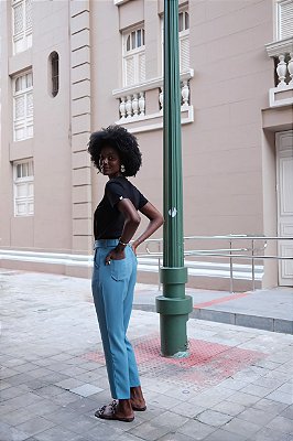 Calça tradicional elástico blue jeans