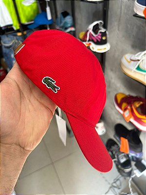 Boné Lacoste Gabardine Vermelho Fita de Couro