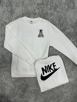 Moletom Nike Fleece Crew Flanelado Branco