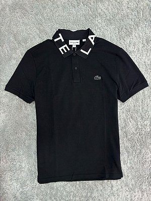 Polo Lacoste Piquet Gola Assinatura Preta