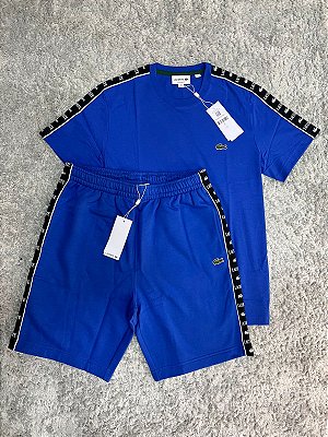 Conjunto Lacoste Letreiro Azul Royal