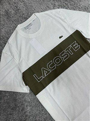 CAMISETA LACOSTE COLORBLOCK BRANCA/BEGE