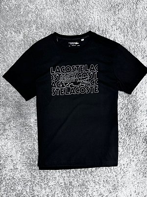 CAMISETA LACOSTE SPORT MOSAICO PRETA