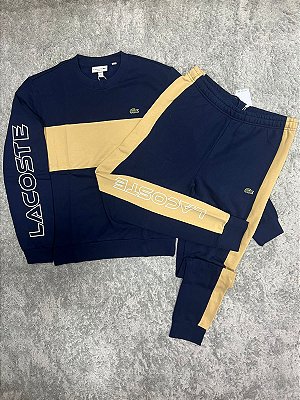 Conjunto Moletom Lacoste ColorBlock Azul/Bege