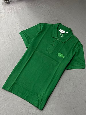 POLO LACOSTE CROC EMBURRACHADO VERDE