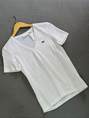 CAMISETA LACOSTE BÁSICA GOLA V BRANCA