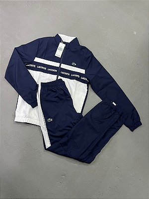 CONJUNTO LACOSTE SPORT CONTRASTE AZUL/BRANCO SEM CAPUZ