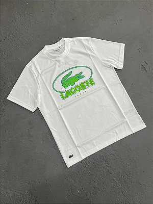 Camiseta de Algodão Pesado com Estampa Gráfica  Branca/Verde