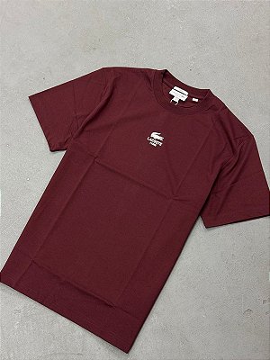 Camiseta em Algodão com Estampa Assinada Vinho