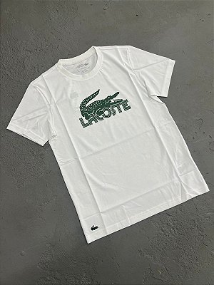 Camiseta Esportiva Lacoste em Algodão Ultra Dry (Branca/Verde )