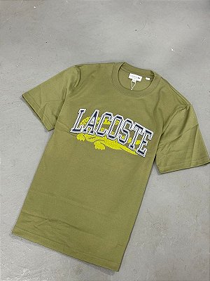 Camiseta de Algodão Lacoste Jersey com Assinatura(Verde)