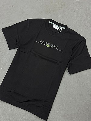 Camiseta Lacoste Bordada Francesa (Preta)