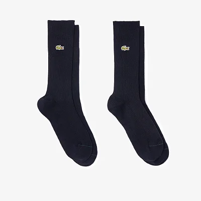 Meias Lacoste Caneladas  2-Pack ( Preta)