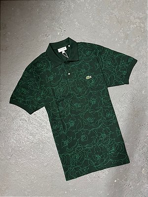 Polo Lacoste Classic Fit com Estampa Floral ( Verde )