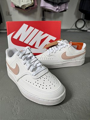 Tênis Feminino Nike Court Vision Low ( Branco / Rosa )
