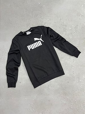 MOLETOM PUMA HOODIE FLANELADO SEM CAPUZ PRETO