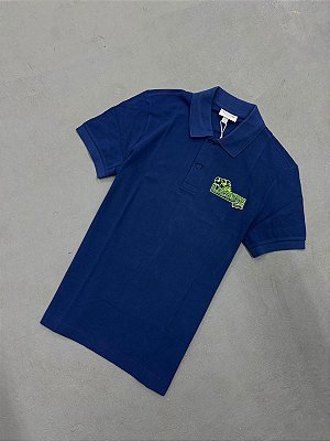 Polo Lacoste Flower Azul Marinho