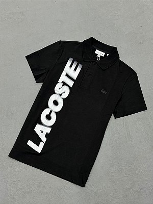 Polo Lacoste Movement com Estampa e Caimento Regular Preta