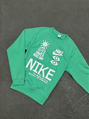Moletom Nike com Gola Redonda French Terry Verde Água