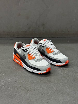 Tênis Nike Air Max 90  (Laranja/Cinza/Branco)