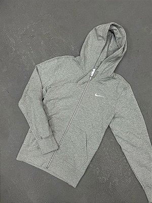Moletom Nike Mini Swoosh Ziper de Metal Cinza Unissex