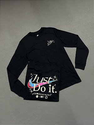 CAMISETA NIKE JUST DO IT MANGA LONGA PRETA