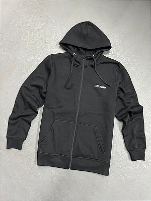 Moletom Mizuno Preto de Zipper  com Capuz