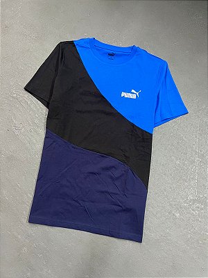 Camiseta Puma Power Cat Tee (Azul Royal/Azul Marinho/Preto)